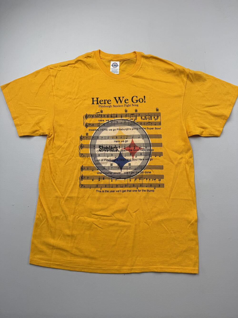 Vintage Pittsburgh Steelers Shirt Mens Large Yellow NFL Football Delta Pro VTG